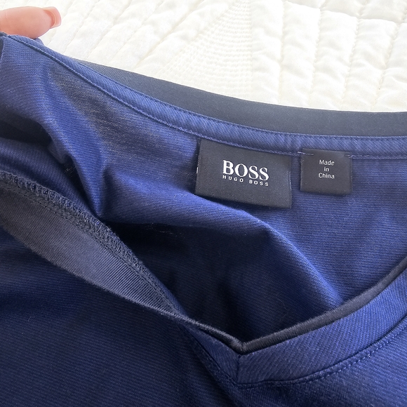 Boss V-Neck Short Sleeve Tee in Navy - Picture 10 of 16